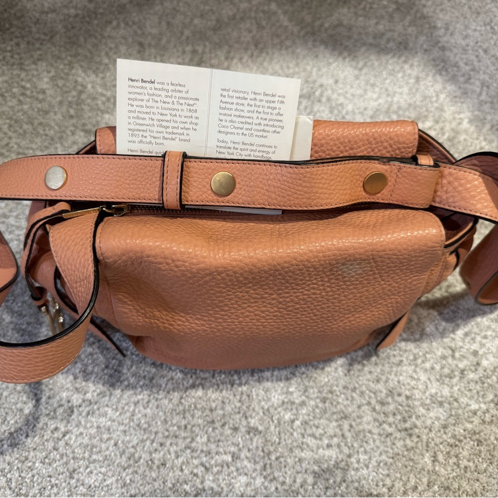 Henri Bendel Windsor Cross Body Purse Muted Clay Leather Knot Bow Side Med - Picture 11 of 14